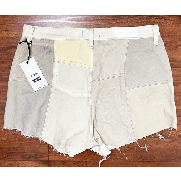 NWT RE/DONE X LEVIS High Rise Distress 70s Patch Denim Fray Cutoff Jean Short 32 - Picture 5 of 12